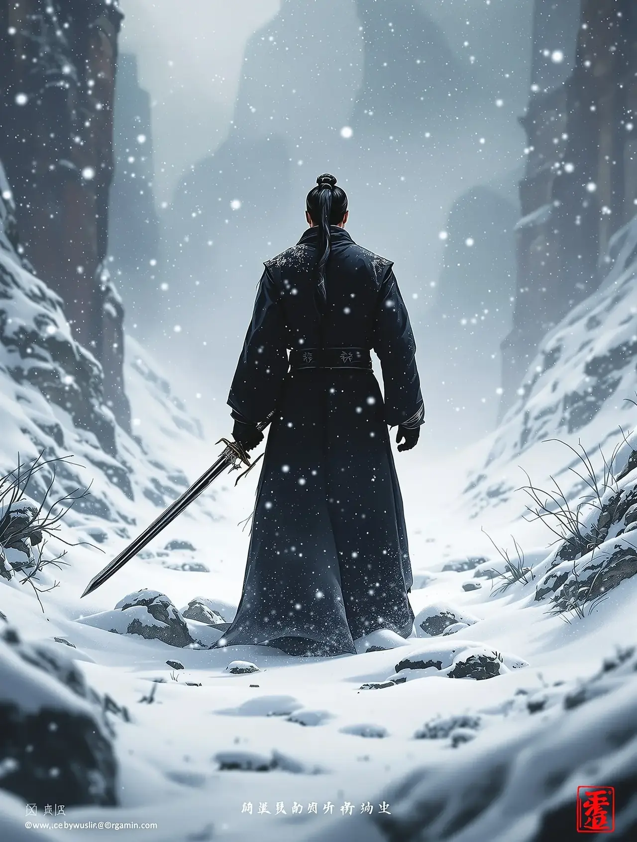 执此情深 短剧海报，雪中执刀女将